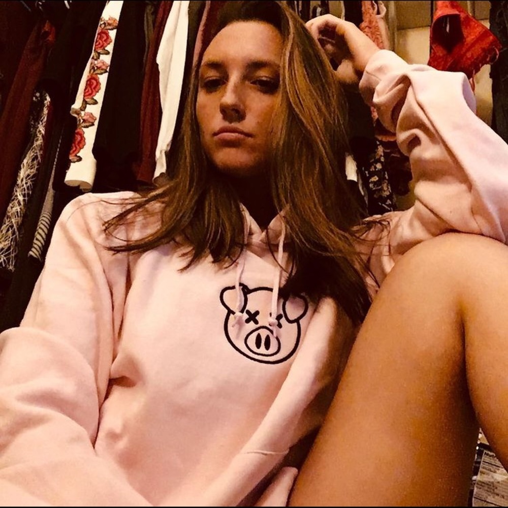 Embroidered Pig Logo Hoodie